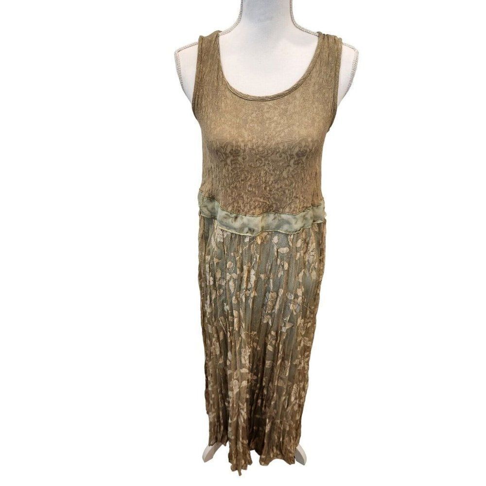 Vintage 90s SA2 Spender Alexis Green Lace Floral Maxi Dress M Fairy Core Faerie